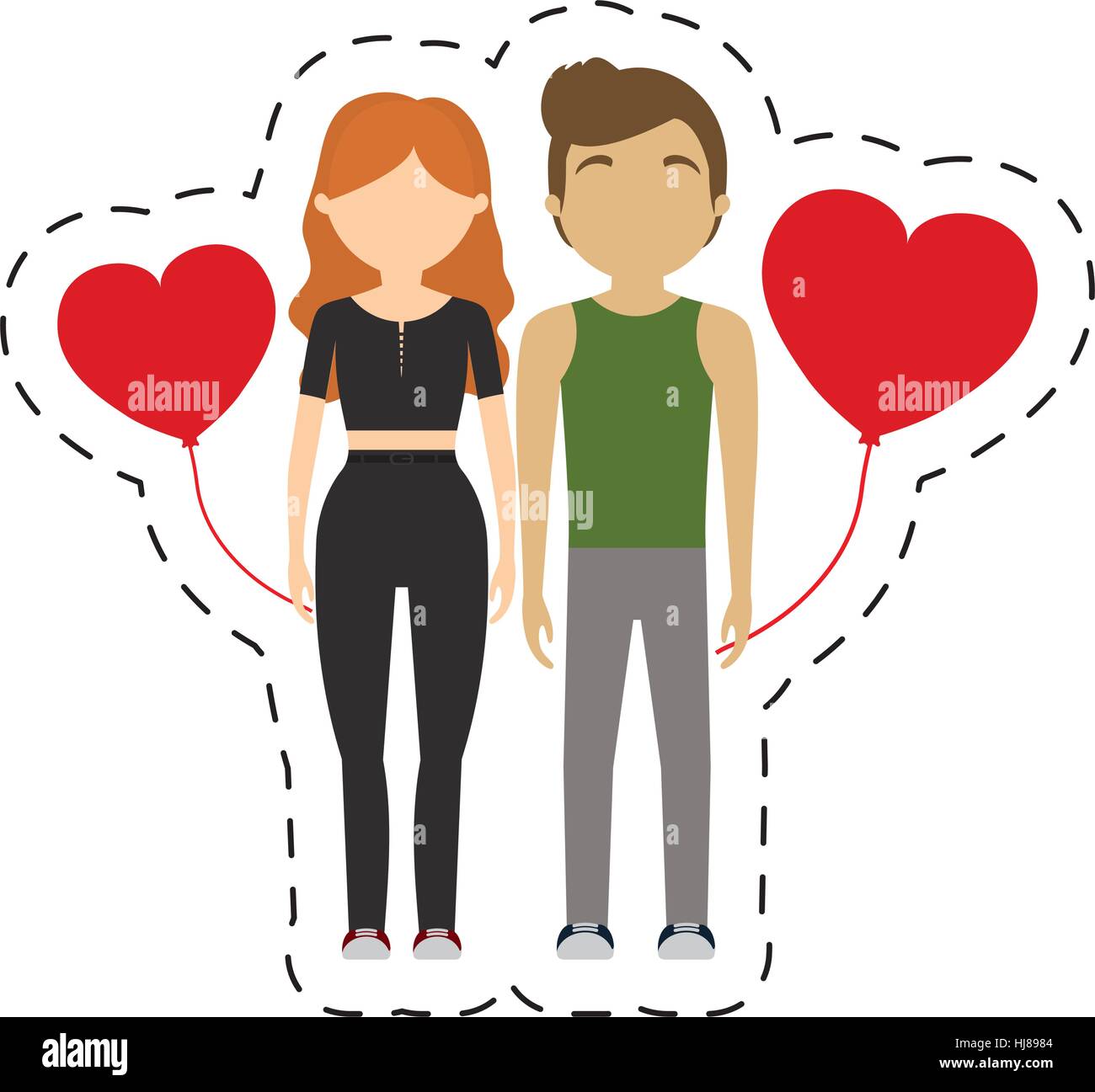 couple romance emotion red hearts balloon vector illustration eps 10 ...