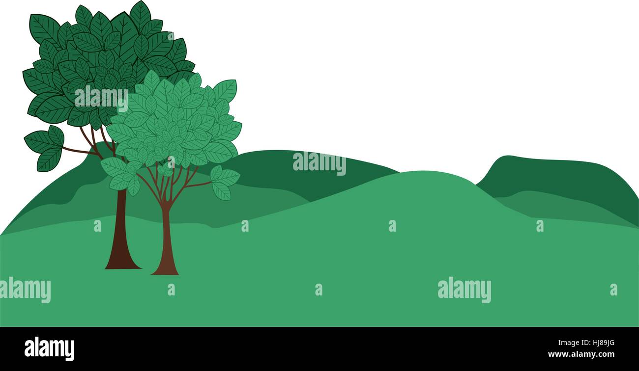 Fog lake mountains trees Stock Vector Images - Alamy