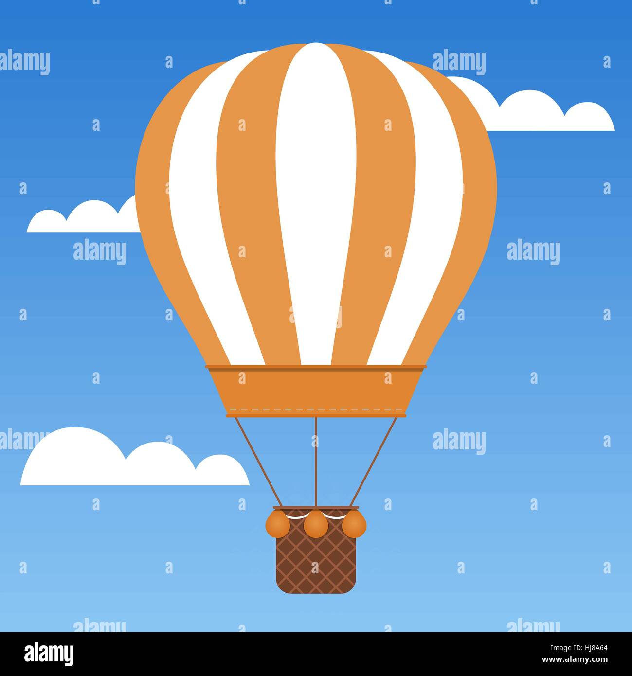 Beautiful orange hot air balloon traveling around the world. Stock Vector