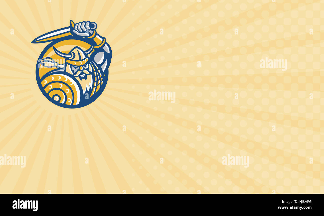 Business card showing Illustration of a Viking Norse Norseman warrior