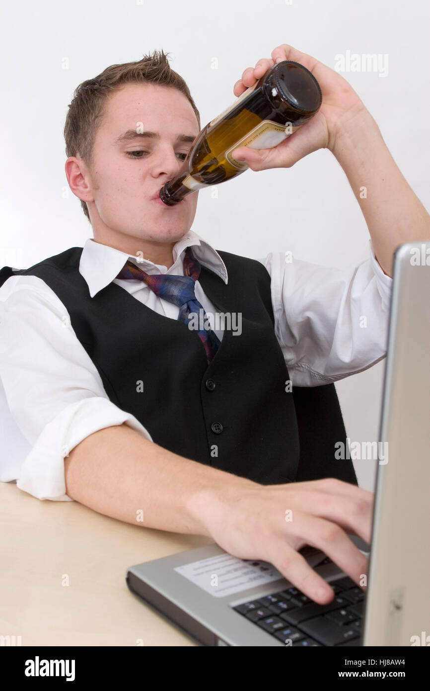 Alcoholic business man Stock Photo