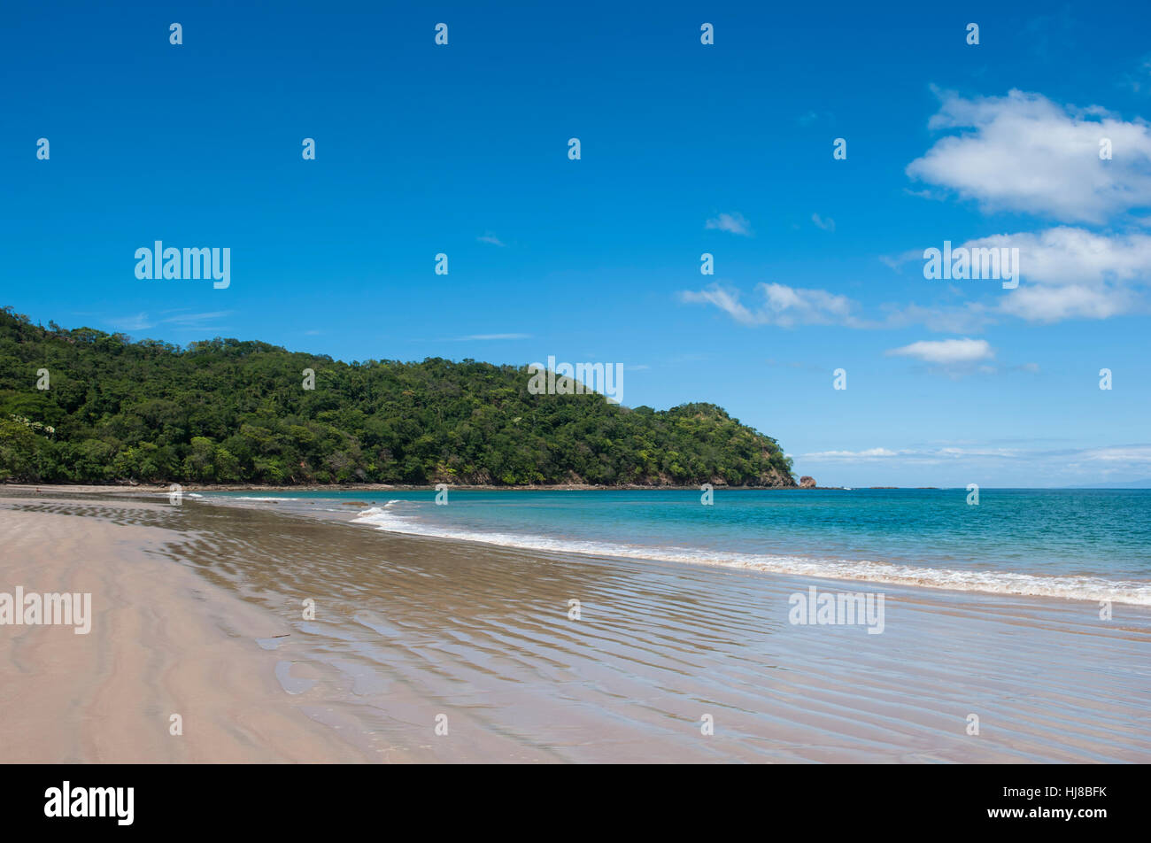 West facing beach landscape of Playa Conchal, Guanacaste, Costa Rica Stock Photo