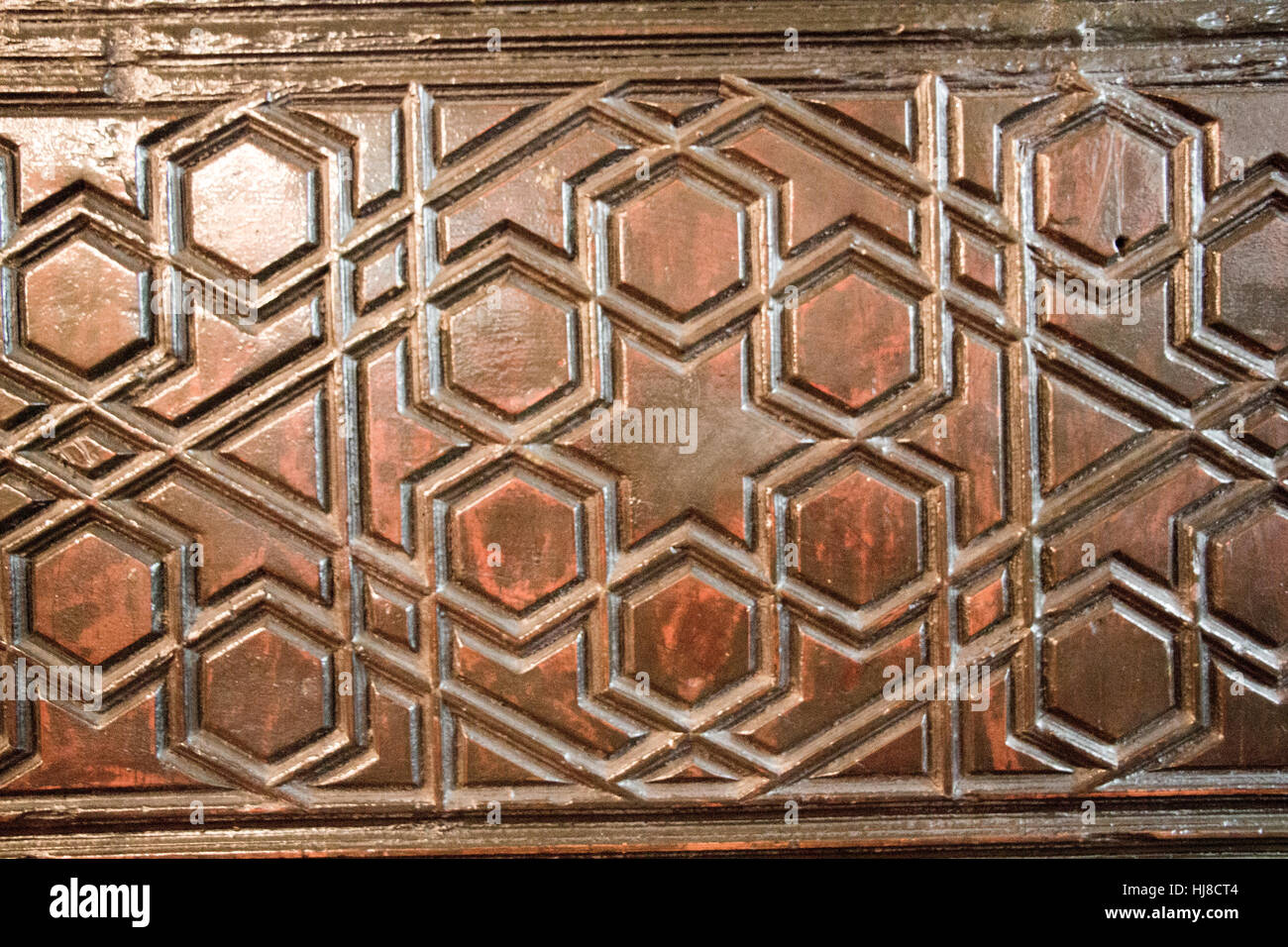 Ottoman art in geometric patterns on wood Stock Photo