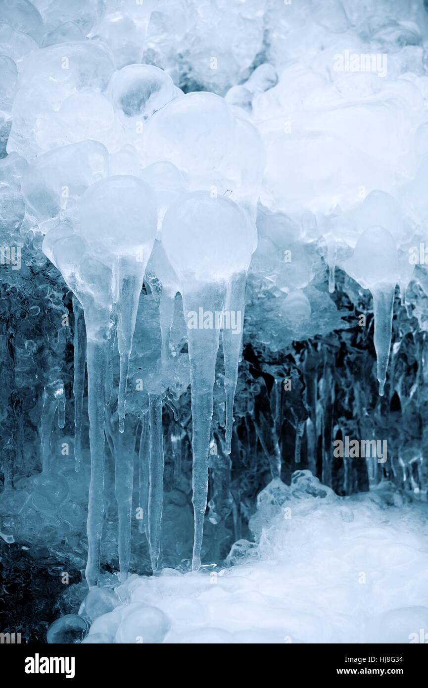 Ice of a frozen waterfall Stock Photo - Alamy