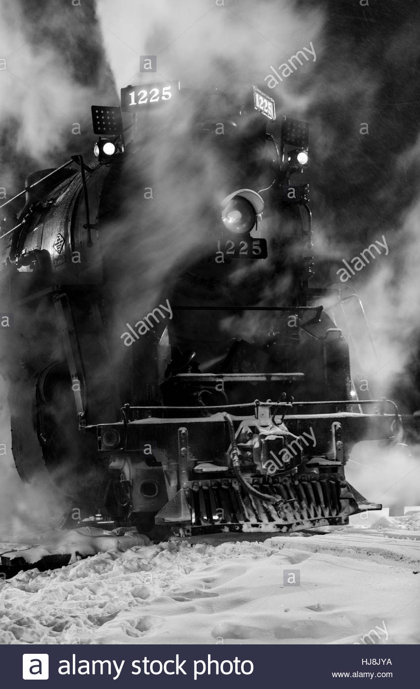 Close-up of Pere Marquette 1225 Steam Locomotive, Michigan, America, USA