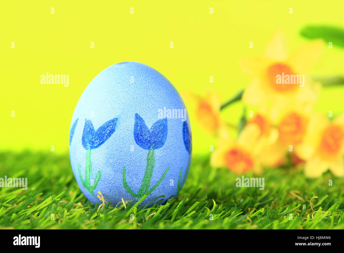 painted easter egg with floral motif Stock Photo