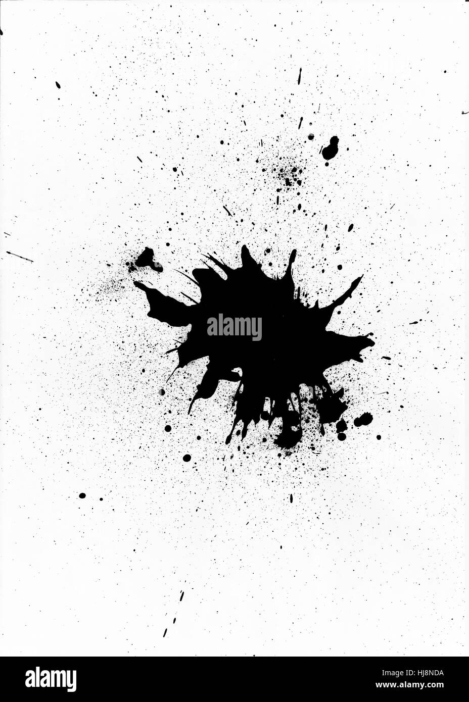 Black paint splatter design on white background Stock Photo - Alamy