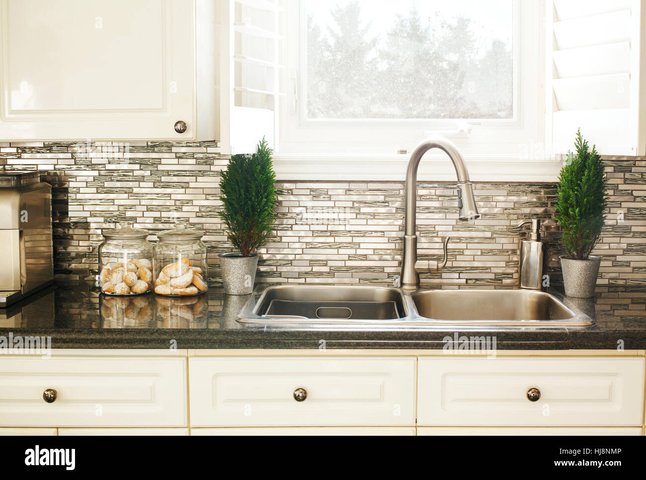 Countertop and sink in modern kitchen Stock Photo Alamy