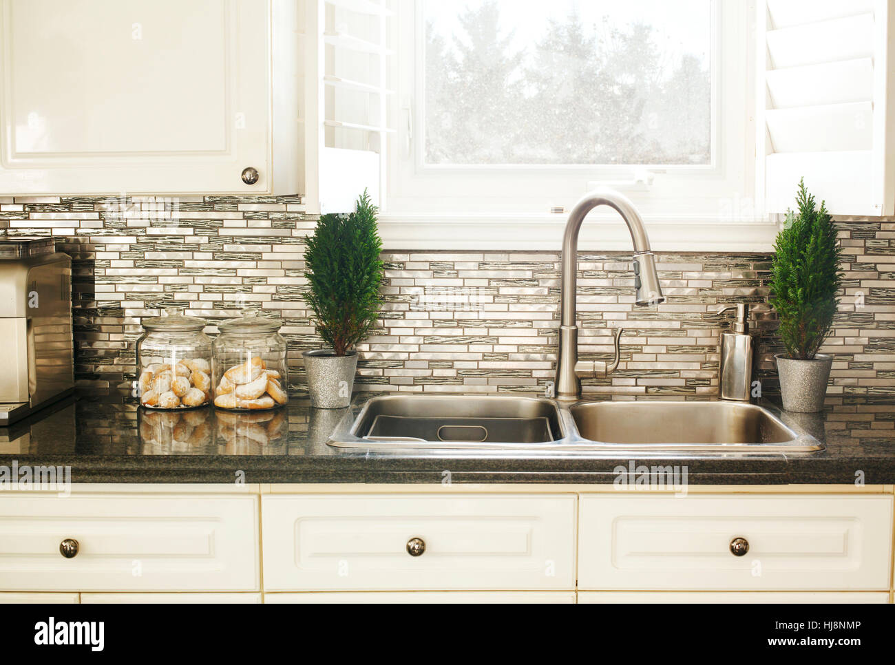 Countertop and sink in modern kitchen Stock Photo