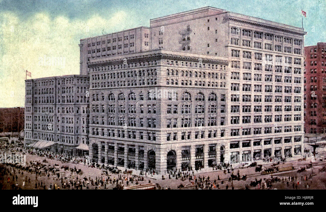 Marshall Field and Company's Retail Store - Wabash Avenue and Washington Street - Chicago, circa 1908 Stock Photo
