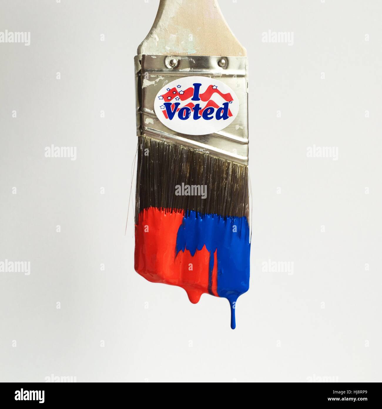 I voted label on paint brush Stock Photo