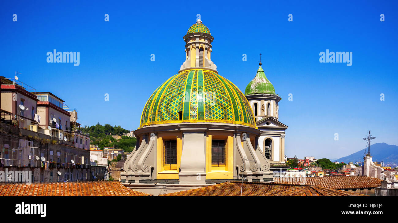 Tiled Dome of Santa Maria della Sanita, Naples, Campania, Italy Stock Photo