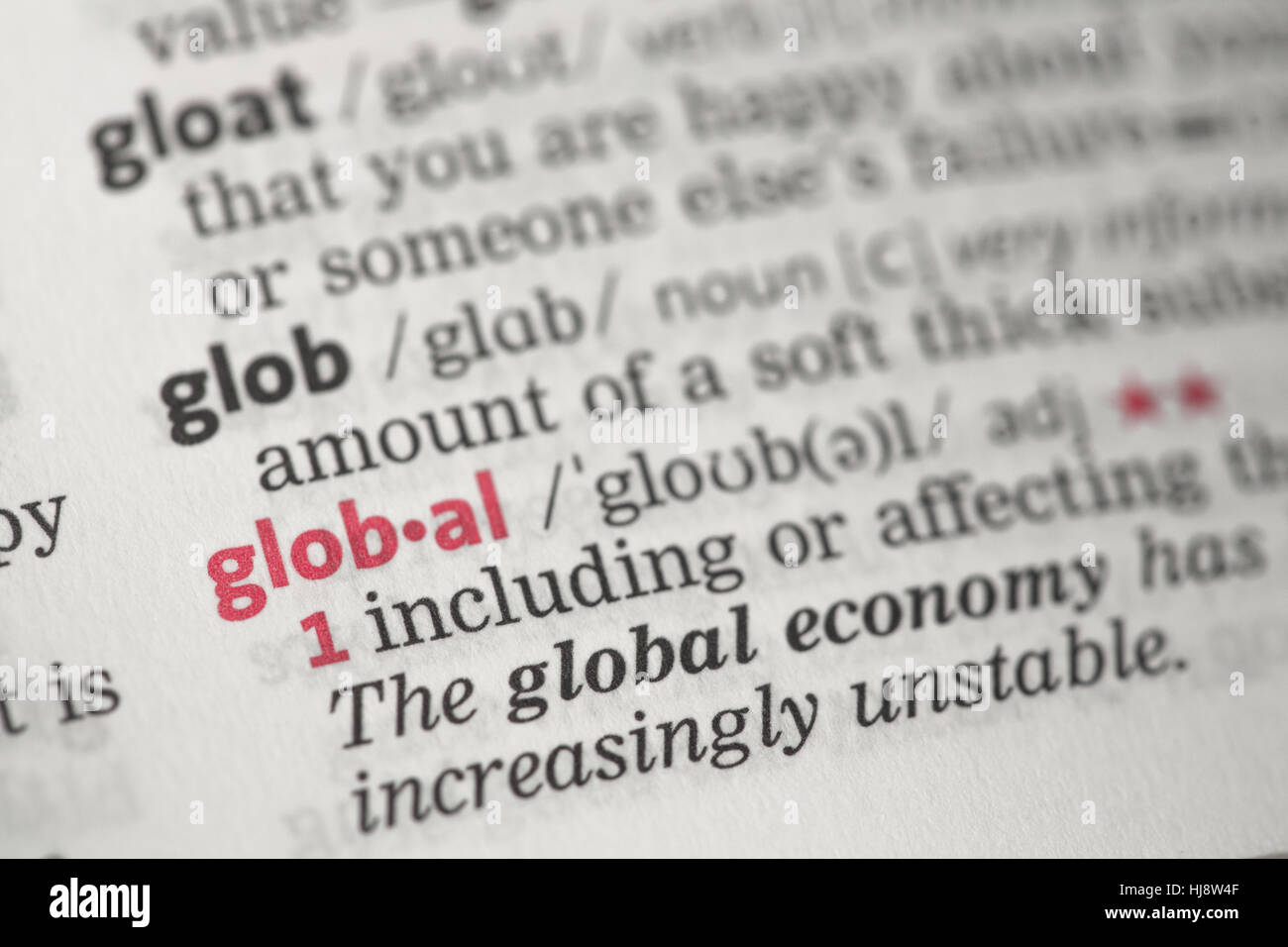 Global definition in the dictionary Stock Photo Alamy