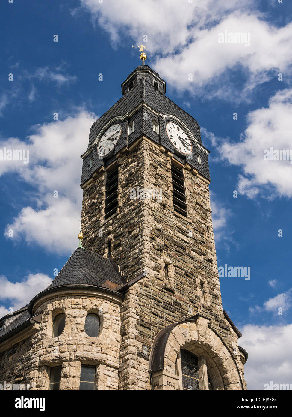 the town church in lauscha (thringen). Stock Photo