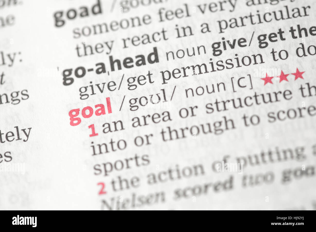 Goal definition in the dictionary Stock Photo Alamy