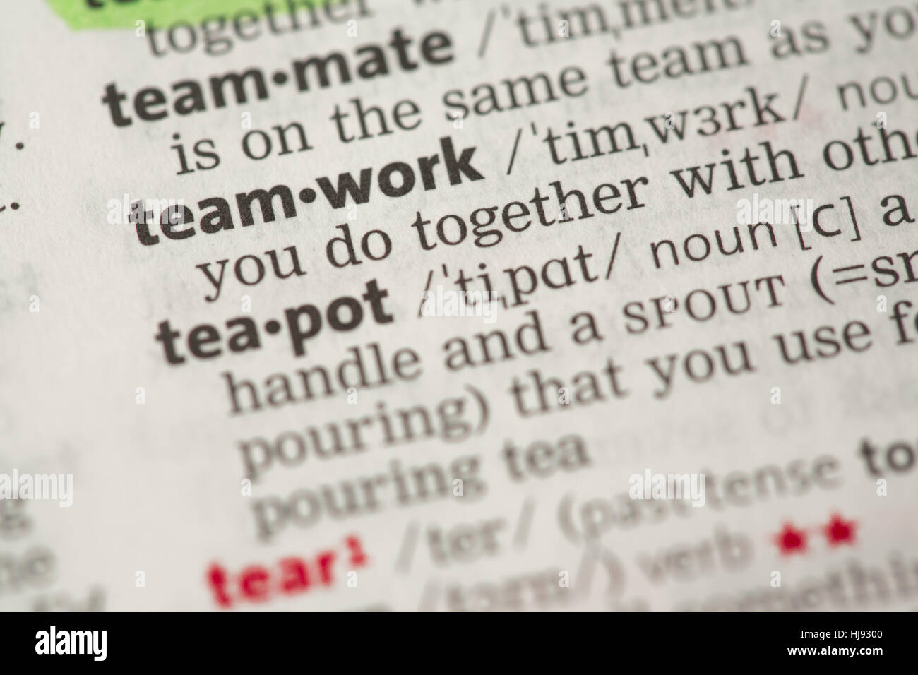 Teamwork definition in the dictionary Stock Photo Alamy