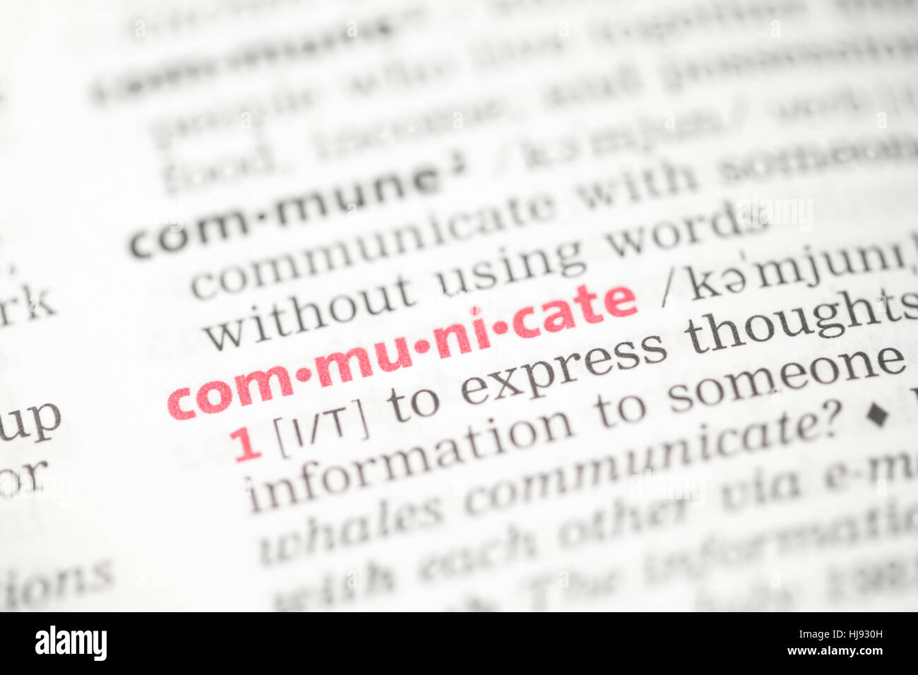 Communicate definition in the dictionary Stock Photo Alamy