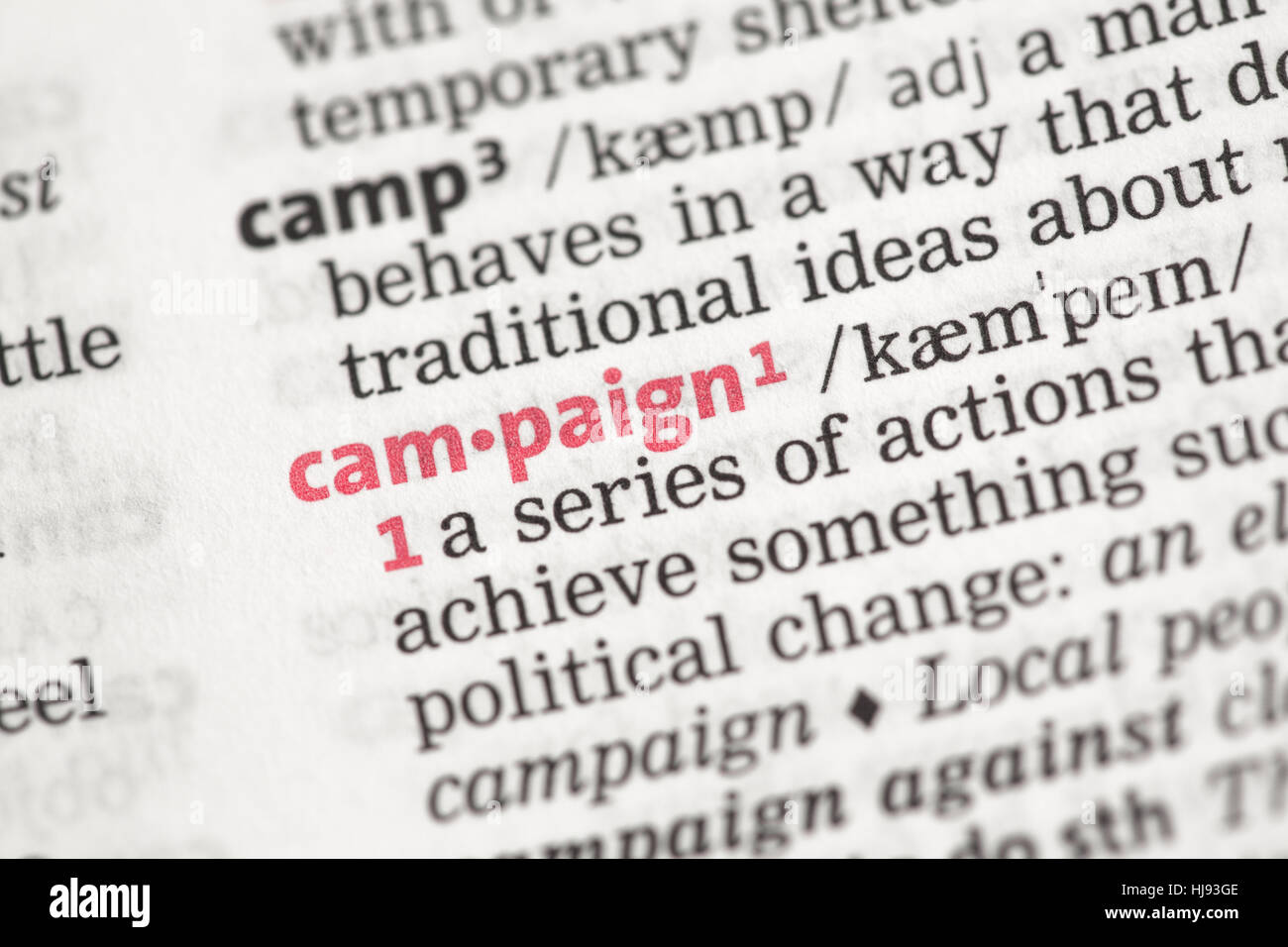 Campaign definition in the dictionary Stock Photo Alamy