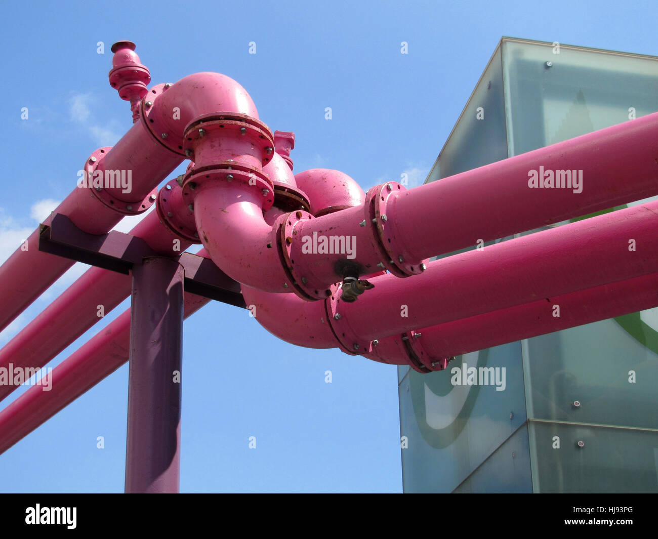 berlin, tube, water pipes, water, construction site, station, blue, glass, Stock Photo