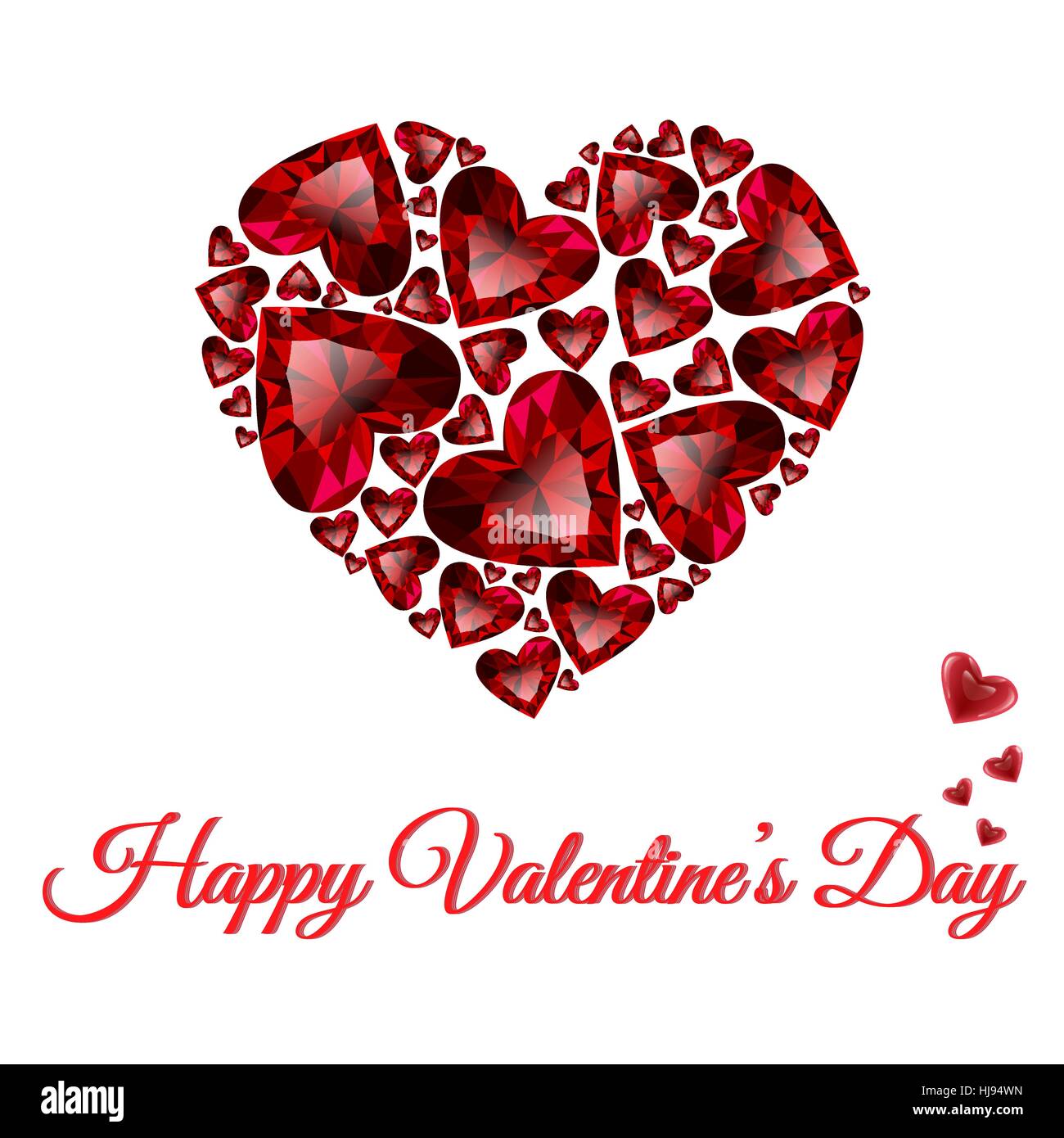 Happy Valentines day vector card. Beautiful heart composed from red ...