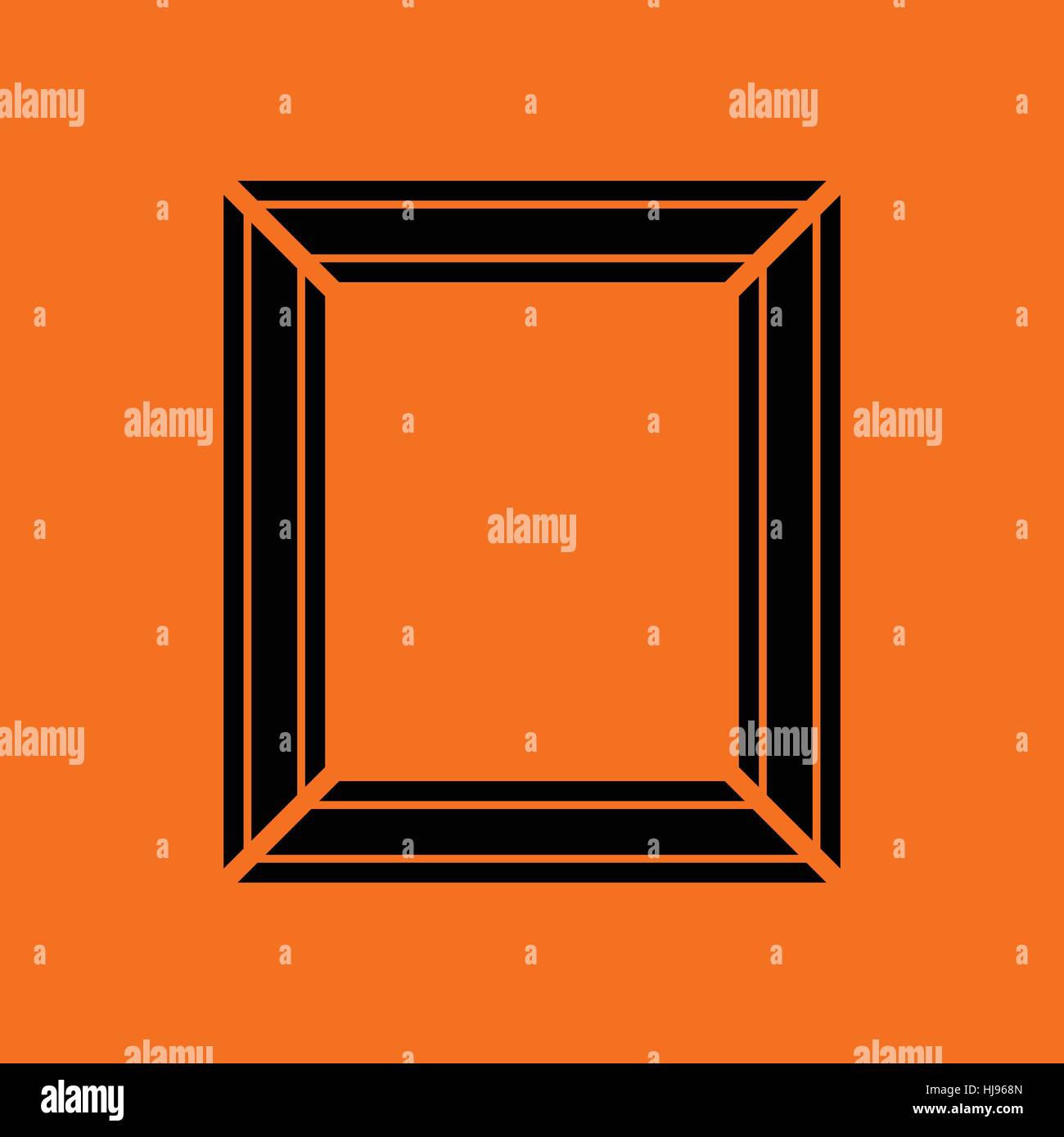 Picture frame icon. Orange background with black. Vector illustration ...
