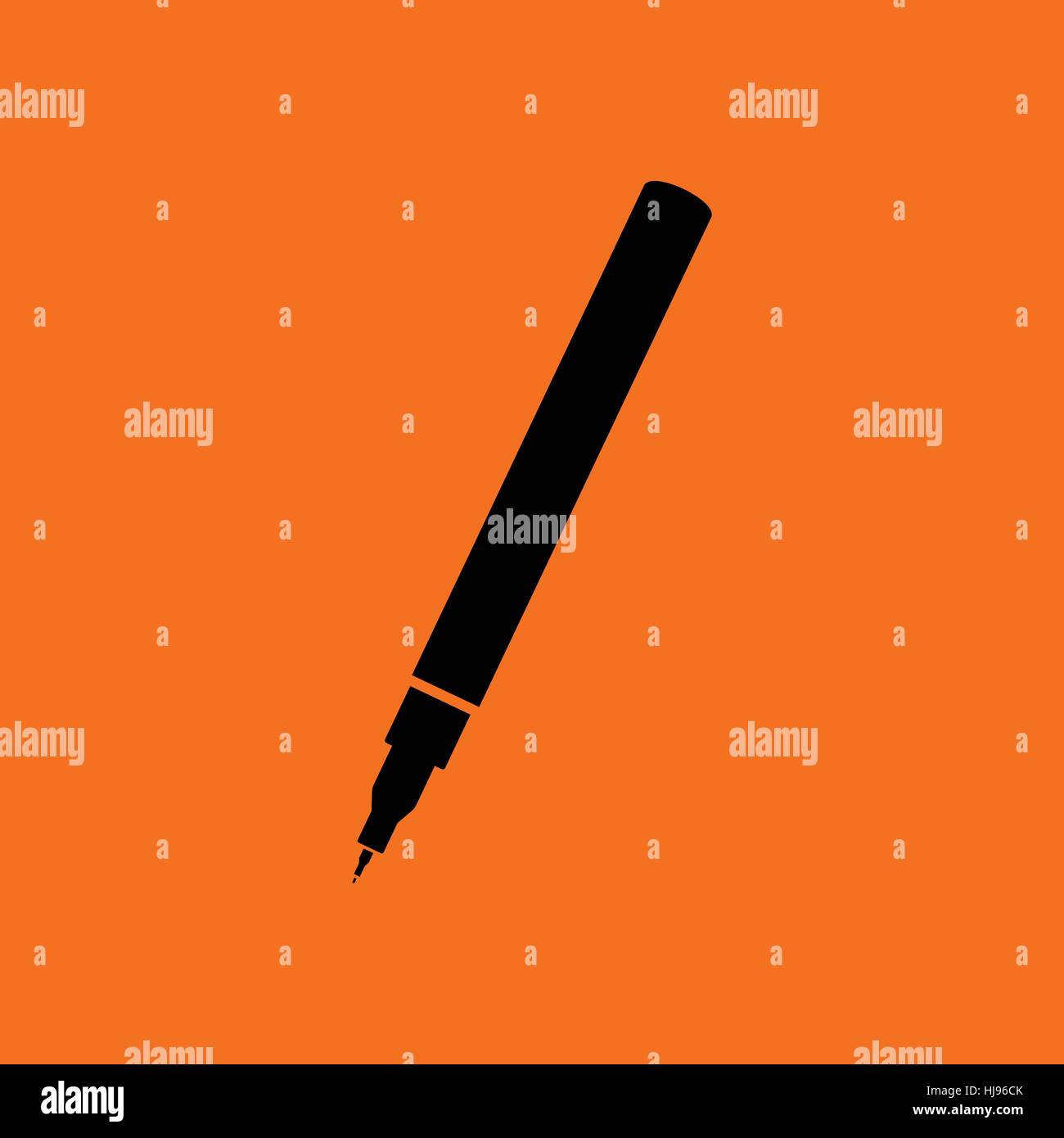 Liner pen icon. Orange background with black. Vector illustration Stock ...