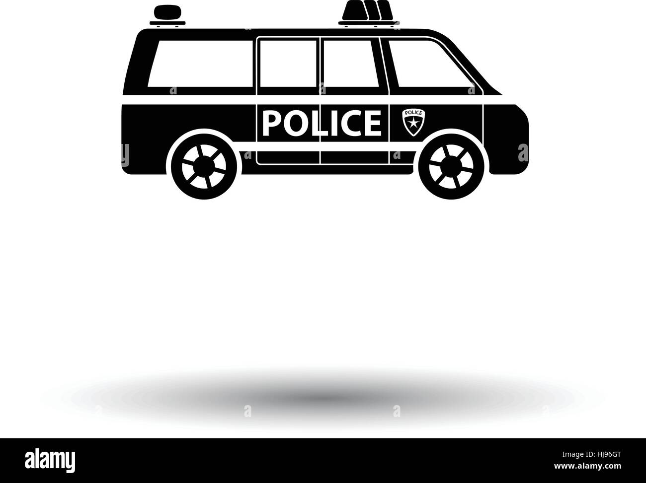 Police van icon. White background with shadow design. Vector ...