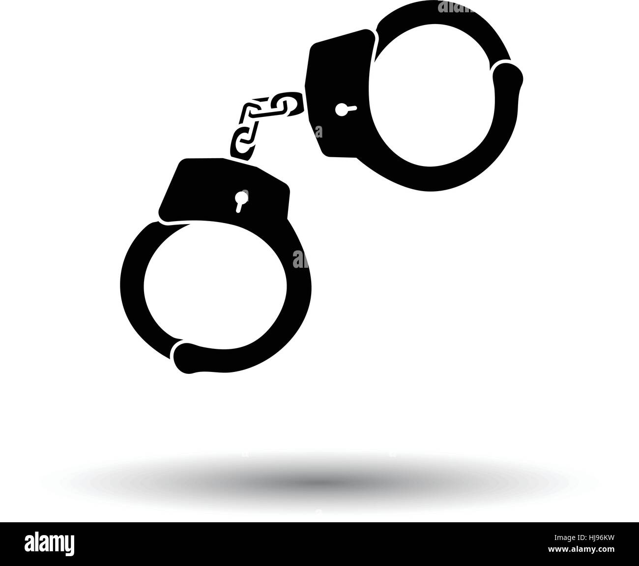 Police handcuff icon. White background with shadow design. Vector
