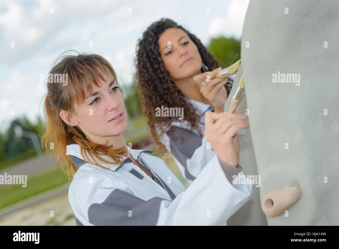 applying sealers on a construction Stock Photo