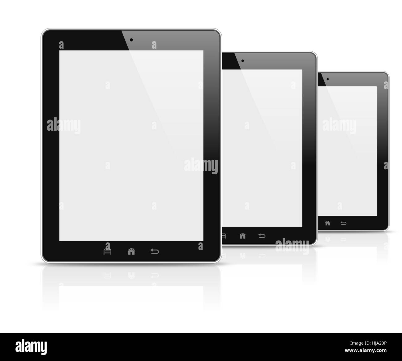 Three modern personal electronic tablets Stock Photo