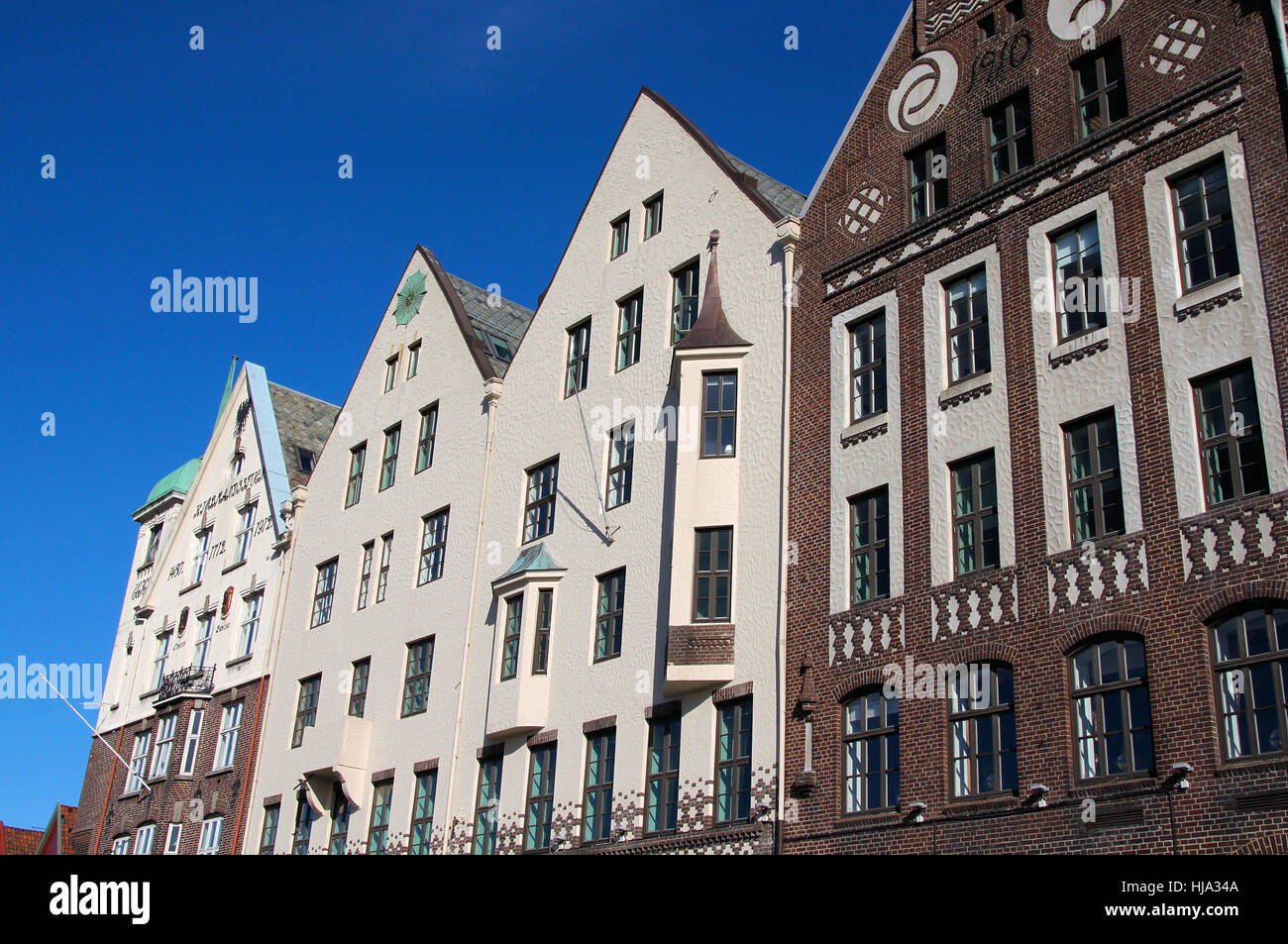 house, building, historical, norway, facade, salvage, brick, blue, house, Stock Photo