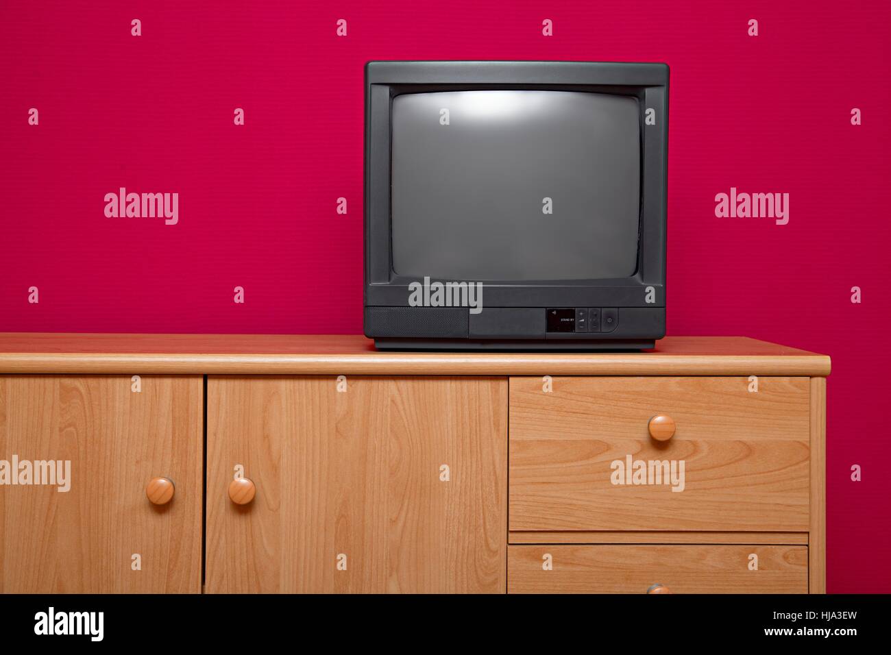 room, television, tv, televisions, set, old, red, pink, cabinet, program, Stock Photo