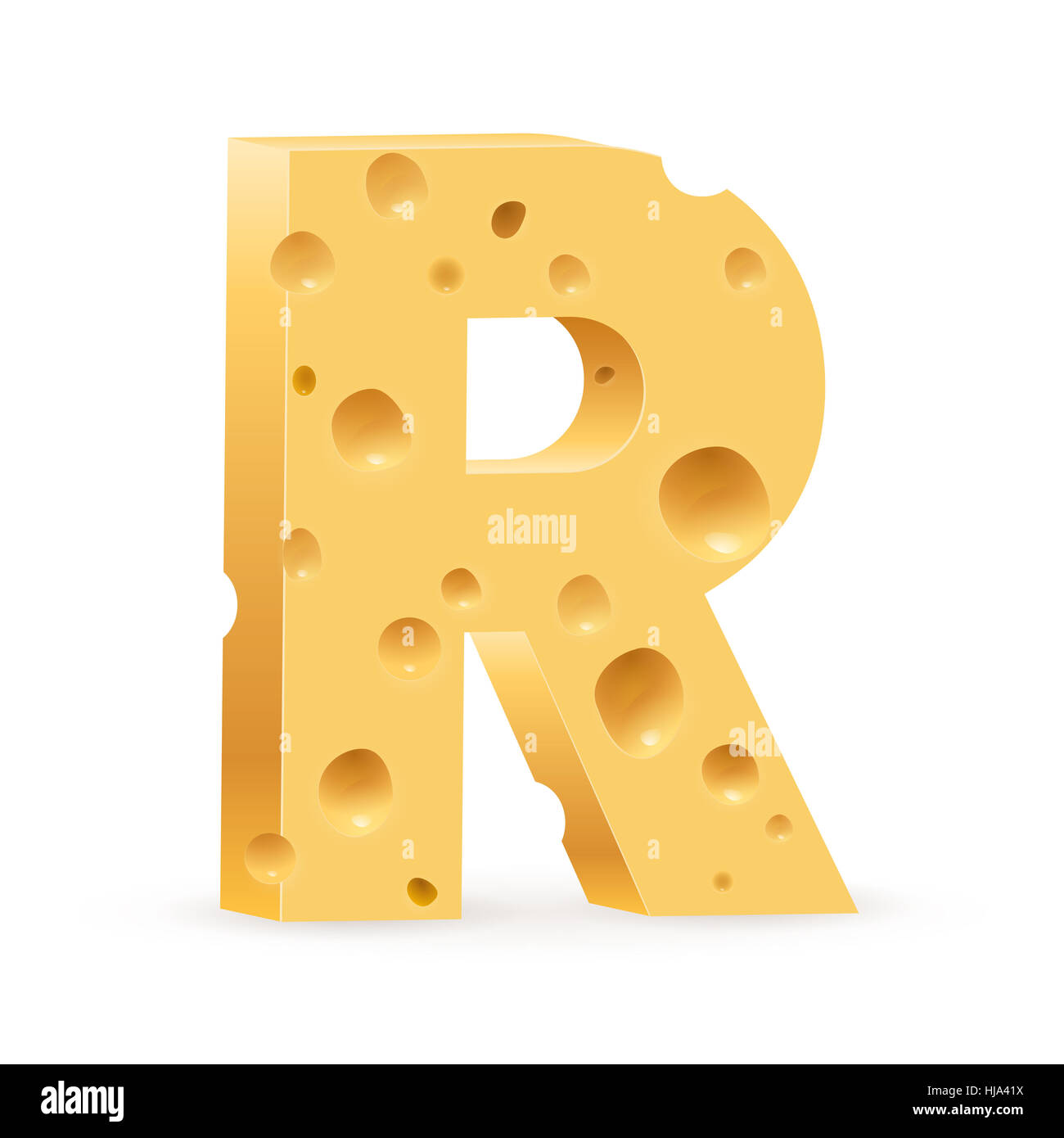 Cheese font R letter. Illustration on white Stock Photo - Alamy