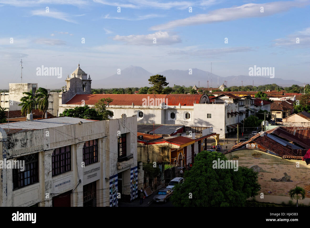 church, central america, latin america, vulcan, volcano, blue, humans, human Stock Photo