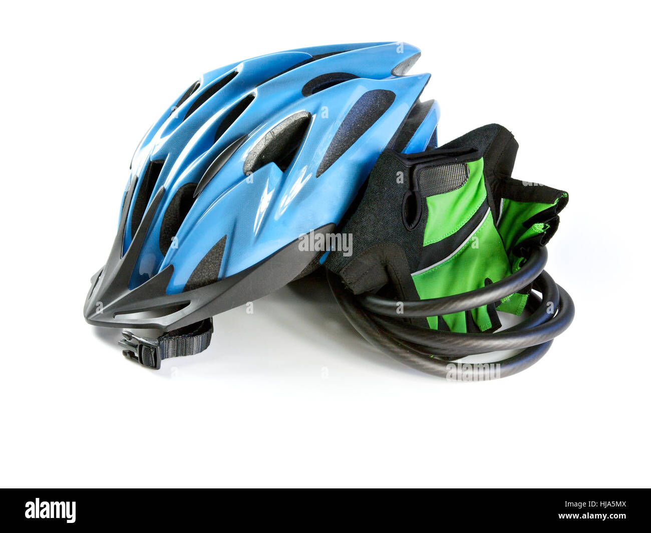 cycle helmet and gloves