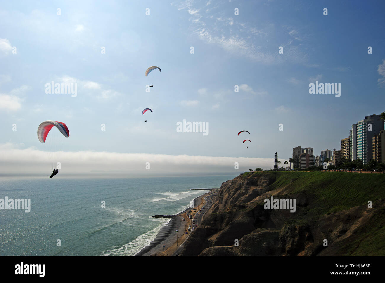 spare time, free time, leisure, leisure time, peru, paraglider, house, Stock Photo