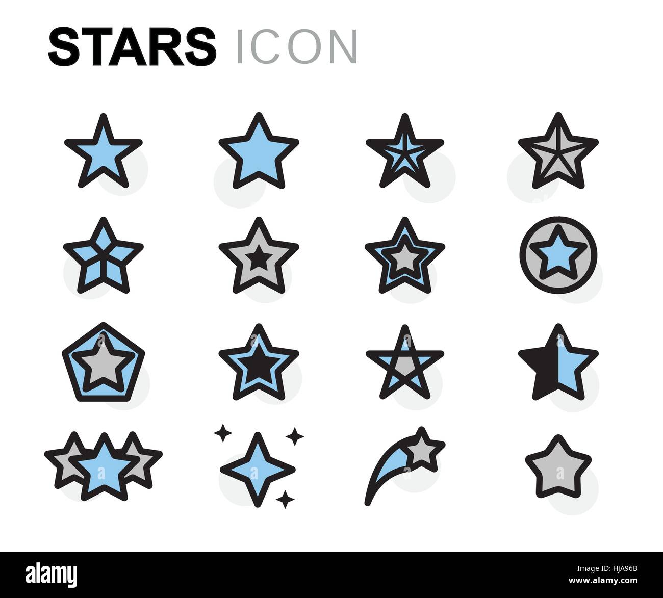 Vector flat stars icons set on white background Stock Vector Image ...