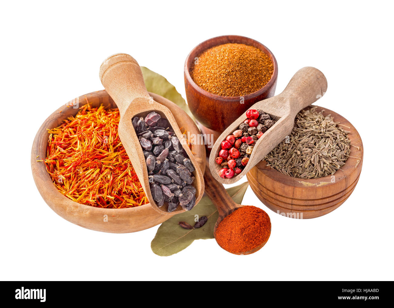 Pilaf spices set isolated on white Stock Photo