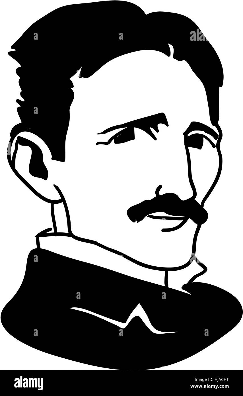 Nicola Tesla - black and white illustration Stock Photo