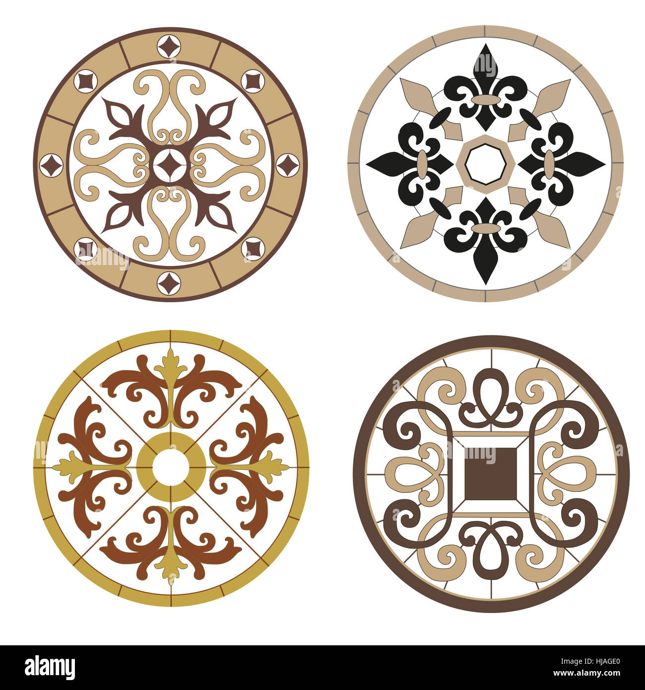 antique, vintage, silhouette, mosaics, mosaic, vignettes, figures, Stock Photo