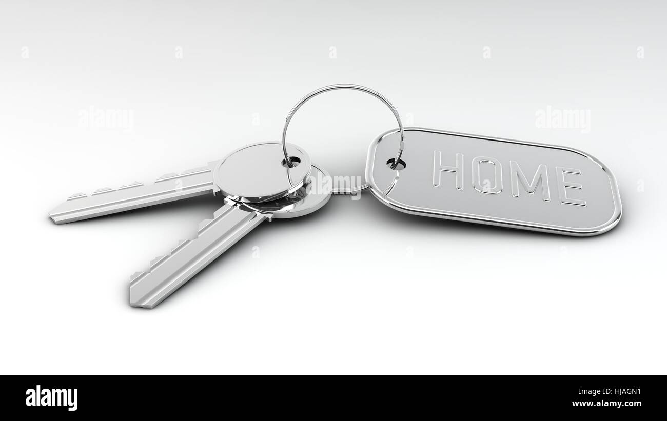 two door keys with a metal tag Stock Photo - Alamy