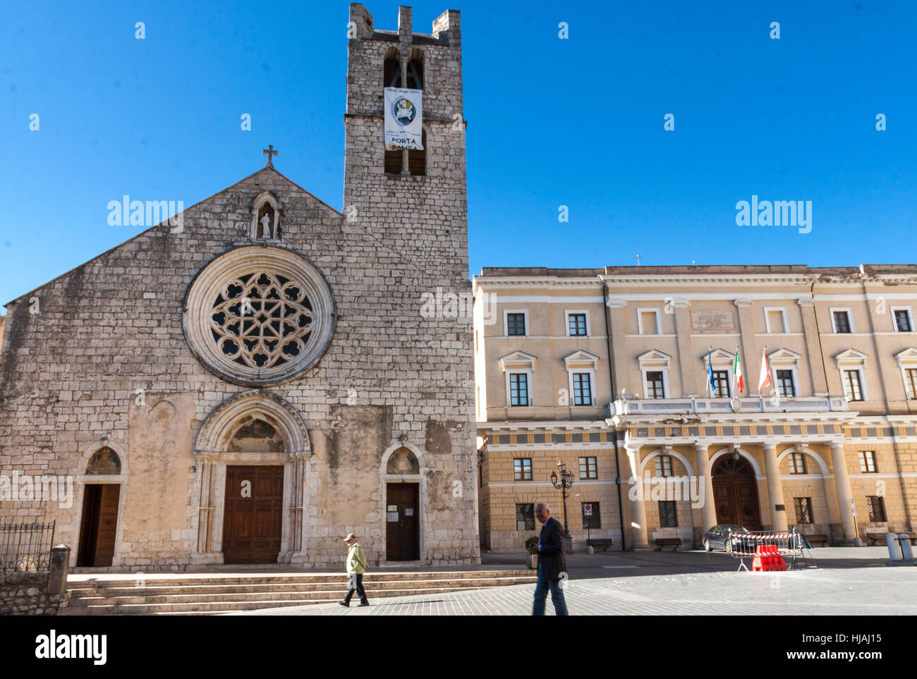 Facade of a medieval church. Alatri, Lazio. Italy Stock Photo