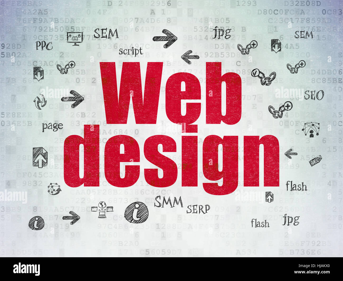Web design concept: Web Design on Digital Data Paper background Stock ...