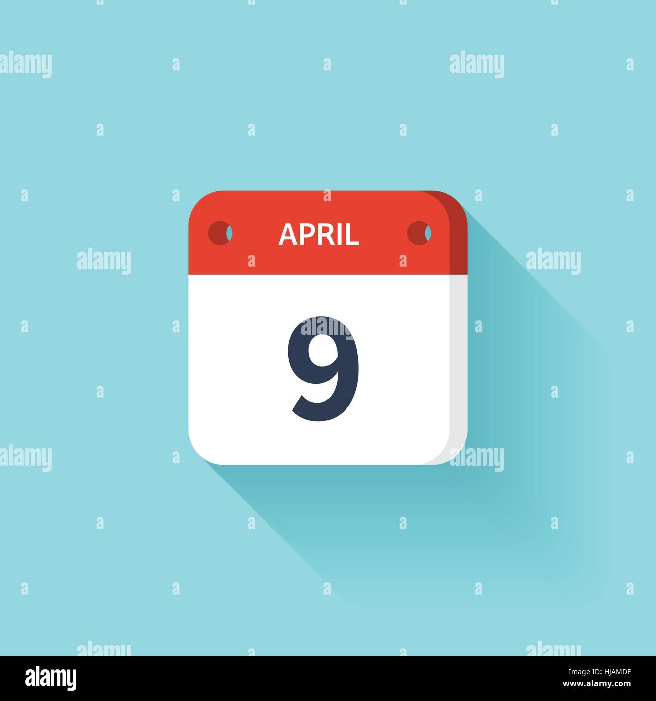 April 9. Isometric Calendar Icon With Shadow.Vector Illustration,Flat ...