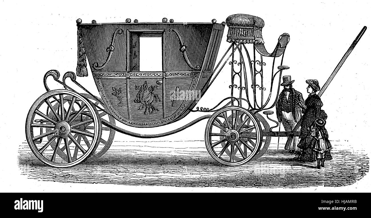 Horse carriage, coach of Louis XVI, France, 1780, historical image or illustration from the year 1894, digital improved Stock Photo