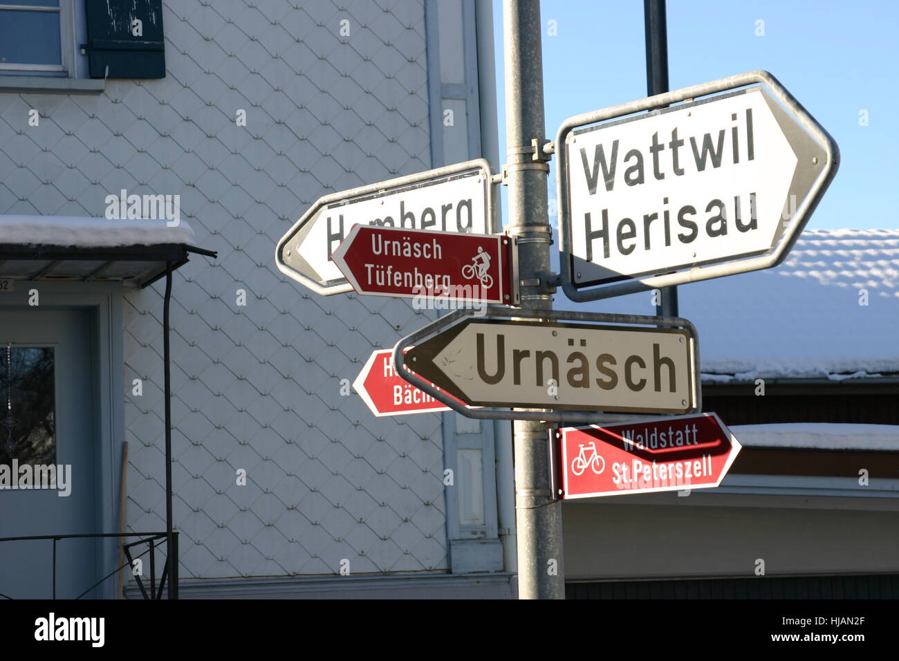 sign, signal, switzerland, signposts, signpost, sign, signal, house, building, Stock Photo