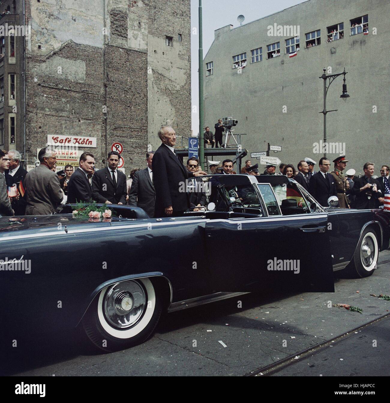 German chancellor Konrad Adenauer standing up in the Lincoln