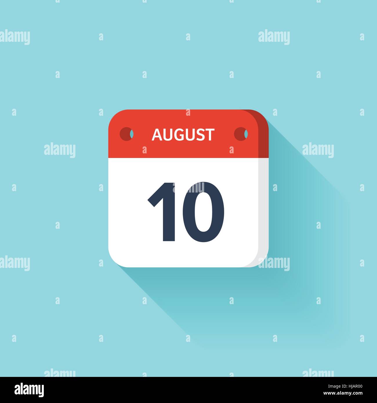 August 10. Isometric Calendar Icon With Shadow.Vector Illustration,Flat