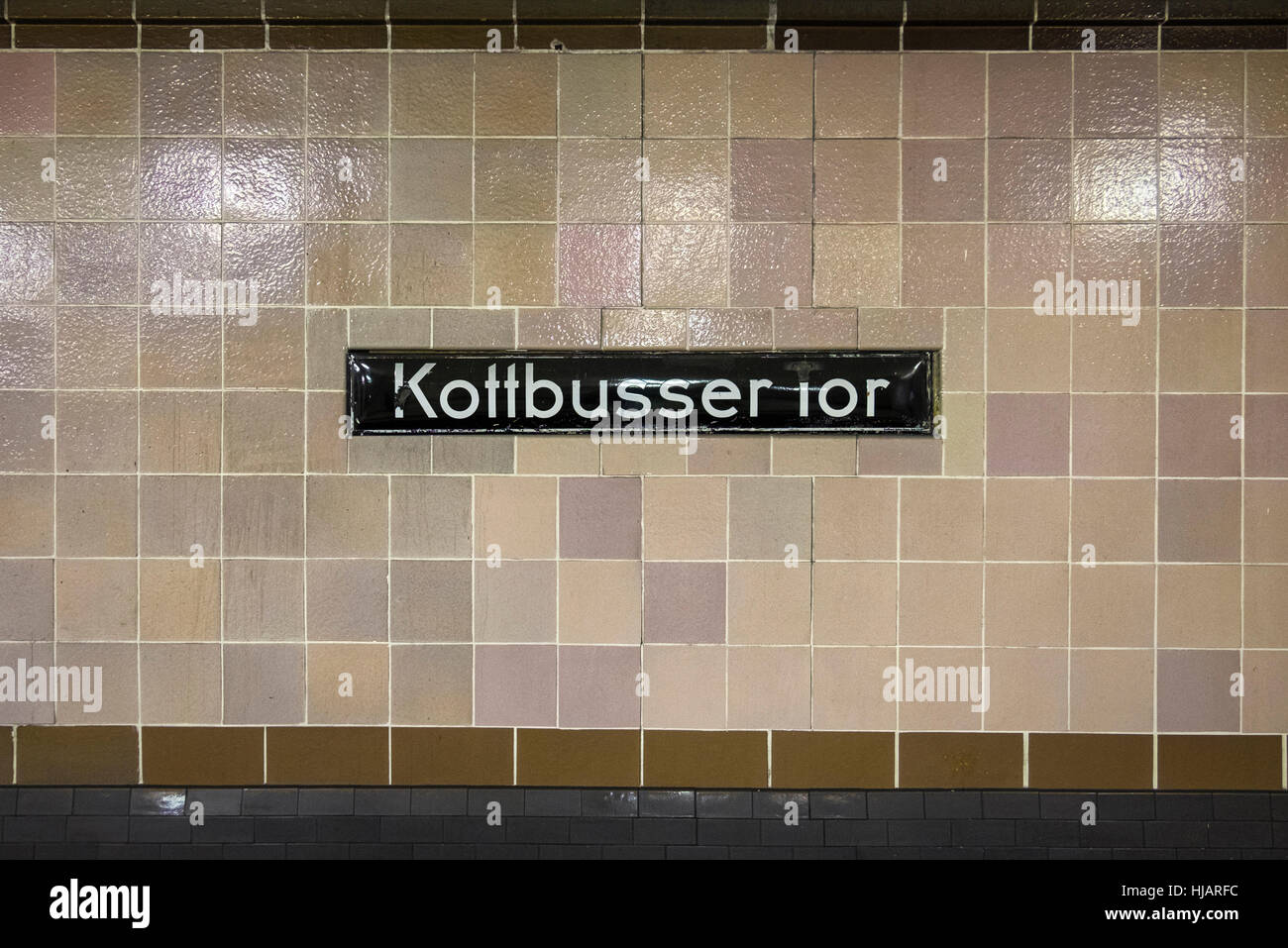 Berlin, Kreuzberg. Kottbusser Tor Sign in railway station of U-bhan underground rail network Stock Photo