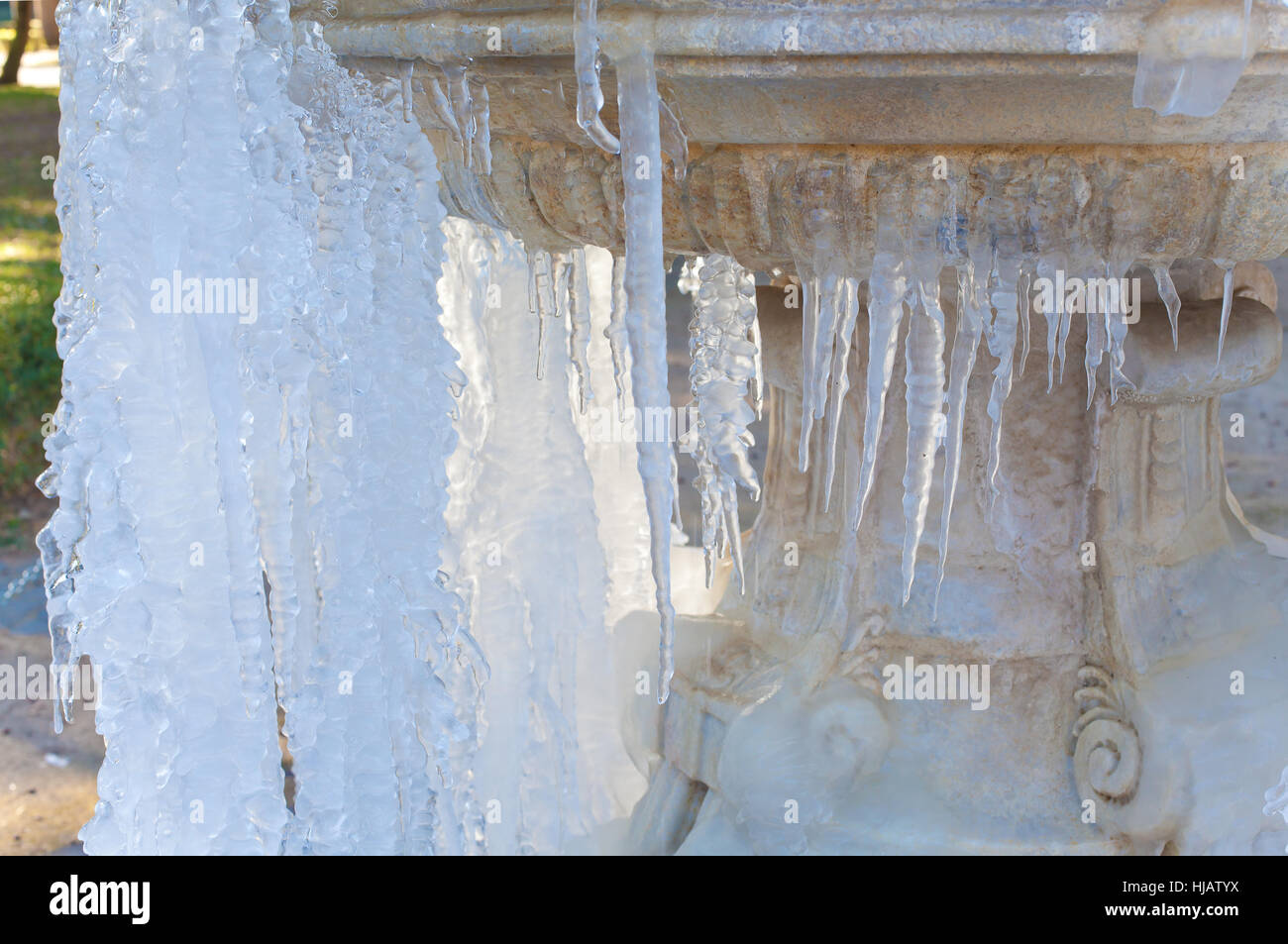Frozen fountain in Villa Torlonia Park - Frascati, Rome, Italy. Stock Photo